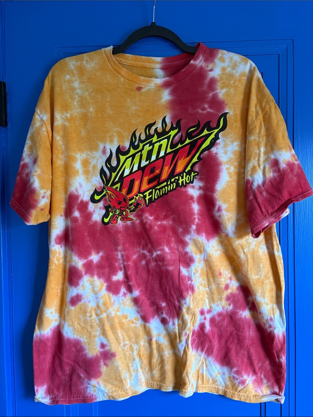 Mountain Dew Flamin' Hot Tie-Dye Kids Short Sleeve Tee - Red & Yellow
